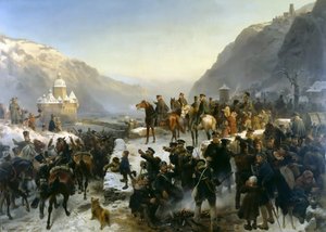 1 जनवरी 1814, 1860 को कौब के पास राइन नदी को पार करने वाला ब्लुचर।