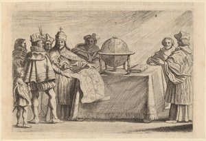 स्पेन और पुर्तगाल के बीच ग्लोब का विभाजन, 1634।