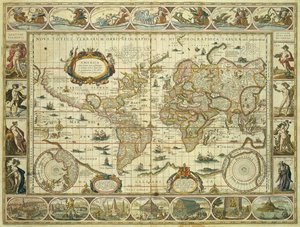 न्यू वर्ल्ड मैप और हाइड्रोग्राफिक मैप, विलेम जांज़ून ब्लैउ (1571-1638), एम्सटर्डम
