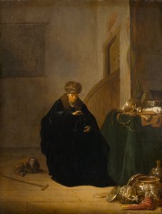 द गोल्ड वीगर, c.1635-1640 (पैनल पर तेल) द्वारा विलेम डी पुटर