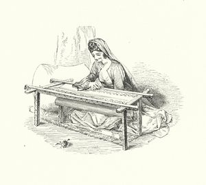 लेडी कशीदाकारी (उत्कीर्णन) द्वारा विलियम (बाद) हार्वे