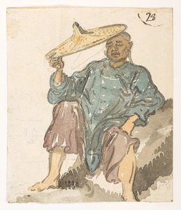 28 सोती हुई आकृति, संभवतः ट्यूरोन खाड़ी से। 1792 और 1794 के बीच चीन के सम्राट के पास लॉर्ड मैकार्टनी के दूतावास के दौरान बनाए गए परिदृश्यों, समुद्रतटों, वेशभूषा और रोजमर्रा की जिंदगी के 372 चित्रों के एक एल्बम से (कागज़ पर पेंसिल और पानी के रंग से) द्वारा विलियम अलेक्जेंडर