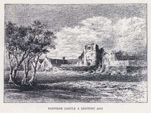 फ़र्नहैम कैसल एक सदी पहले (उत्कीर्णन)