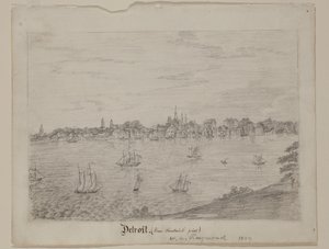 डेट्रायट, c.1837 (व्हाइट वोव पेपर पर ग्रेफाइट पेंसिल) द्वारा विलियम आसा रेमंड