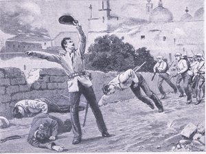 चारबाग ब्रिज, लखनऊ 25 सितंबर 1857 को ले जाना, लैंड और सी, 1915 पर ब्रिटिश लड़ाइयों से चित्रण द्वारा विलियम बार्न्स ऊन
