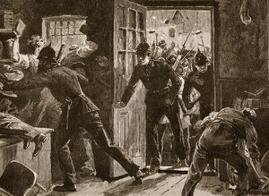 नेशनल लेगर्स एंड पुलिस, 1886 के बीच एनिस की लड़ाई, &39;कासेल इलस्ट्रेटेड हिस्ट्री ऑफ इंग्लैंड&39; (सेपिया फोटो) से चित्र द्वारा विलियम बार्न्स ऊन
