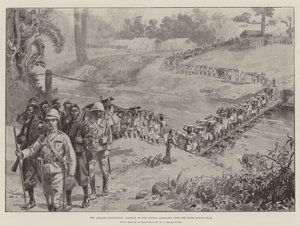 द एशांटी एक्सपीडिशन, पैसेज ऑफ द हाउस्टा आर्टिलरी ओवर द बुसम नदी द्वारा विलियम बार्न्स ऊन