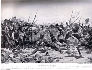 अबू क्ले की लड़ाई, 17 जनवरी 1885, &39;हचिंसन्स हिस्ट्री ऑफ द नेशंस&39; का चित्रण, c.1910 द्वारा विलियम बार्न्स ऊन