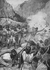द पुंजाबिज, ए वॉरिंग फ़ॉर ए वॉली, रश्ड डाउन एंड चार्ज देम विद द बेनेट, c1897 +2 द्वारा विलियम बार्न्स ऊन