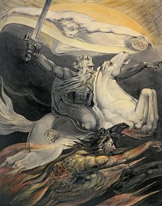 पेल हॉर्स पर मृत्यु, c.1800 (स्याही और पानी के रंग) द्वारा विलियम ब्लेक