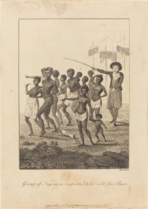 काले लोगों का समूह, जैसा कि गुलामों के लिए बेचा जाने के लिए आयात किया जाता है, 1793। द्वारा विलियम ब्लेक