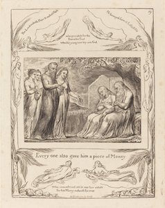 जॉब एक्सेप्टिंग चैरिटी, 1825। द्वारा विलियम ब्लेक