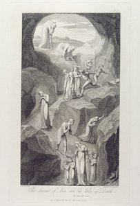 विलियम ब्लेक (1757-1827) लुइगी शियावोनेटी (1765-1810) द्वारा उत्कीर्ण &39;द ग्रेव, ए पोम&39; का चित्रण, द वीली ऑफ डेथ, द वीली ऑफ द डेथ, द डिसेंटेशन ऑफ मैन द्वारा विलियम ब्लेक