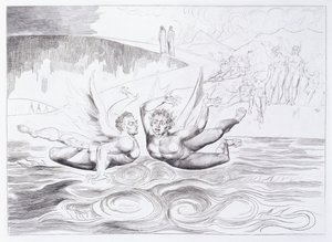 द सिक्स-फुटेड सर्पेंट अटैकिंग एग्नोलो ब्रोंलेस्की, c.1824-1827 द्वारा विलियम ब्लेक