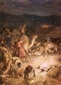 'यहोवा और गिदोन की तलवार।' मिद्यानियों की छावनी में दहशत द्वारा विलियम ब्रासी होल