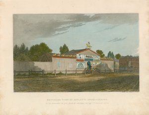 एस्टले के एम्फीथिएटर का बाहरी दृश्य, जैसा कि 1777 में दिखाई दिया था
