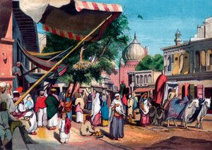 जामी मस्जिद, दिल्ली, भारत, 1857 के पीछे एक सड़क। द्वारा विलियम बढ़ई