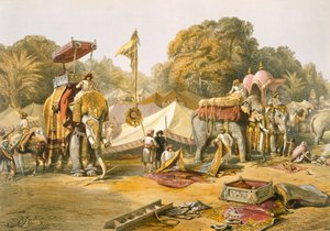 फील खान, या हाथियों का क्वार्टर, होल्कर कैंप, &39;इंडिया प्राचीन और आधुनिक&39;, 1867 से