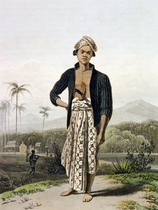 लोअर क्लास का एक जवन, वॉल्यूम 2 प्लेट से। थॉमस स्टैमफोर्ड रैफल्स (1781-1826), पब द्वारा &39;द हिस्ट्री ऑफ जावा&39;। 1817 (एक्वाटिंट)
