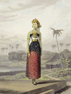 थॉमस स्टैमफोर्ड रैफल्स (1781-1826), पब द्वारा 'द हिस्ट्री ऑफ जावा' के खंड I से एक पेंगेंटेन वाडन या ब्राइड, प्लेट 18। 1817 (एक्वाटिंट)