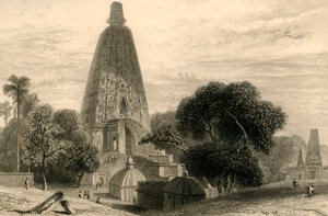 1835 में बोडे गया में महान मंदिर। द्वारा विलियम डेनियल