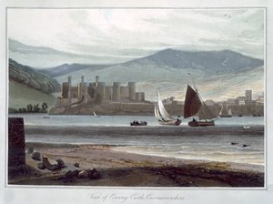 कॉनवे कैसल का दृश्य, कैर्नारवोनशायर, वेल्स, 1814-1825 द्वारा विलियम डेनियल