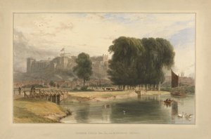 ब्रोकास मीडोज, 1827 के पास विंडसर कैसल, (माउंट पर रखे कागज पर पेन और पेन और स्याही) द्वारा विलियम डेनियल