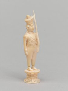 सफेद मोहरा, शतरंज का टुकड़ा, भारत, 1820 लगभग