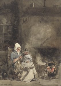 अ वूमन एंड चाइल्ड बाय ए हार्ट, 1842 (wc over ग्रेफाइट पेपर पर)