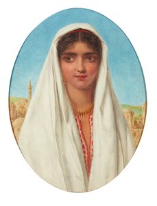एक अरब लड़की का चित्र (पैनल पर तेल)