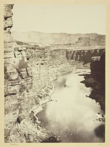 ग्रांड कैनन, कोलोराडो नदी, पारिया क्रीक के पास, पश्चिम की ओर देखते हुए, 1872। द्वारा विलियम एच। बेल