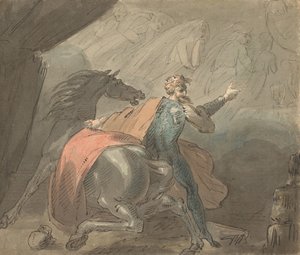 भूतिया महिलाओं के साथ एक राजा और एक घोड़ा, 1770-80।