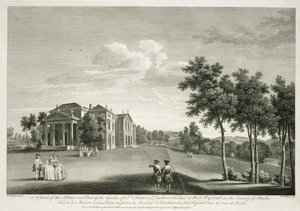 विलियम व्योलेट (1735-85) द्वारा उकेरे गए वेस्ट वायकॉम्ब, बकिंघमशायर के बगीचे और घर का हिस्सा द्वारा विलियम हन्नान