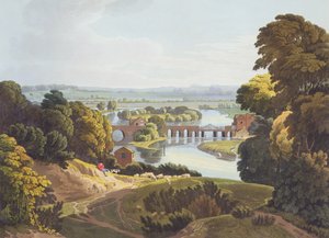 पढ़ने के पास कैवर्शम ब्रिज, रॉबर्ट हैवेल द यंगर (1793-1878) द्वारा उत्कीर्ण 1818 (जलीय)