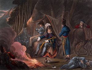 जुलाई 1813 में पाइरेनीज़ में हॉल्टिंग, जेसी स्टैडलर द्वारा उत्कीर्ण, थॉमस टेग द्वारा, 1818 में प्रकाशित द्वारा विलियम हीथ