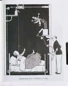 एक लड़के को दवा की खुराक का प्रशासन, &39;आविष्कार&39; से चित्रण द्वारा विलियम हीथ रॉबिन्सन