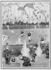 फ्लाइंग केटल अटैक, फ्रॉम सम फ्राइंग वॉर पिक्चर्स, 1915 (प्रिंट) द्वारा विलियम हीथ रॉबिन्सन