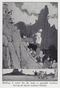 महिला के लिए इसे आसान बनाना, अल्पाइन गर्मी की छुट्टी (लिथो) के दौरान एक सुंदर घटना द्वारा विलियम हीथ रॉबिन्सन