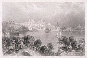 बाल्टीमोर का एक दृश्य, &39;द हिस्ट्री ऑफ़ द यूनाइटेड स्टेट्स&39;, वॉल्यूम से। द्वितीय, चार्ल्स मैके द्वारा, एस। फिशर द्वारा उत्कीर्ण द्वारा विलियम हेनरी बार्टलेट
