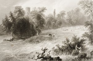 जॉर्ज पुण्ये, 1860 के दशक के &39;सीन एंड एंटिक्विटीज&39; से कैसलकोनेल और डूनैस रैपिड्स, काउंटी लिमरिक, आयरलैंड। द्वारा विलियम हेनरी बार्टलेट