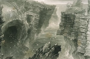 जार्ज पुण्येय द्वारा 1860 के दशक में किल्कि, काउंटी क्लेयर, आयरलैंड में &39;सीन एंड एंटिक्विटीज&39; से पफिन होल। द्वारा विलियम हेनरी बार्टलेट