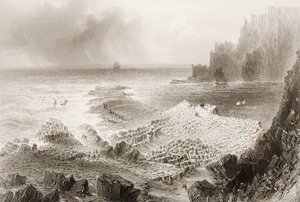 ऊपर से द जाइंट्स कॉजवे, काउंटी एट्रिम, उत्तरी आयरलैंड, जॉर्ज पुण्य, 1860 के दशक के &39;दृश्य और पुरातनता&39; द्वारा विलियम हेनरी बार्टलेट