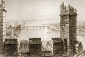 जॉर्ज पुण्य, 1860 के दशक में कैथेड्रल टॉवर, काउंटी लिमरिक से &39;सीन एंड एंटिकिटी ऑफ आयरलैंड&39; से शैनन नदी और लिमरिक। द्वारा विलियम हेनरी बार्टलेट