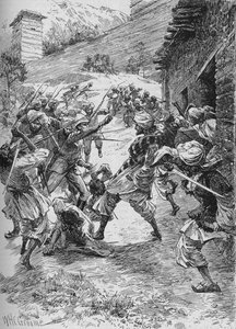 चालीस सिखों और साठ कश्मीरियों के प्रमुख लेफ्टिनेंट हार्ले ने हाउस ओवर द माउथ पर धावा बोला