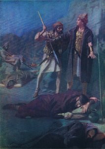 डेविड ने सैल को बख्शा, थॉमस नेल्सन द्वारा प्रकाशित बाइबिल चित्र पुस्तक से, c.1950 द्वारा विलियम हेनरी मार्गेसन