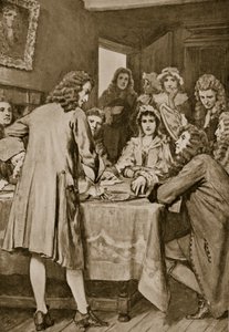 1694 में एडिनबर्ग में डारिएन योजना की व्याख्या करते हुए पैटर्सन, &39;हचिन्सन की कहानी ब्रिटिश राष्ट्र की कहानी&39;, c.1923 द्वारा विलियम हेनरी मार्गेसन