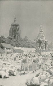जगन्नाथ के त्यौहार पर फेमस कार से पहले थीम पर वेशभूषा धारण करते श्रद्धालु द्वारा विलियम हेनरी मार्गेसन