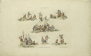 शिविर के दृश्य, 1803 (रंगीन नक़्क़ाशी) द्वारा Pyne के बाद विलियम हेनरी