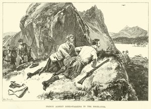 हाइलैंड्स में प्रिंस अल्बर्ट हिरण-पीछा करना (उत्कीर्णन)