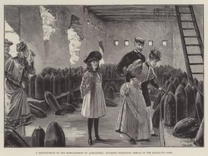 अलेक्जेंड्रिया की बमबारी की एक याद, रास-एल-टॉवर किले में गोले का निरीक्षण करते पर्यटक